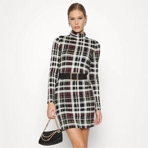 Alice + Olivia Delora Mini Dress Freedom Plaid